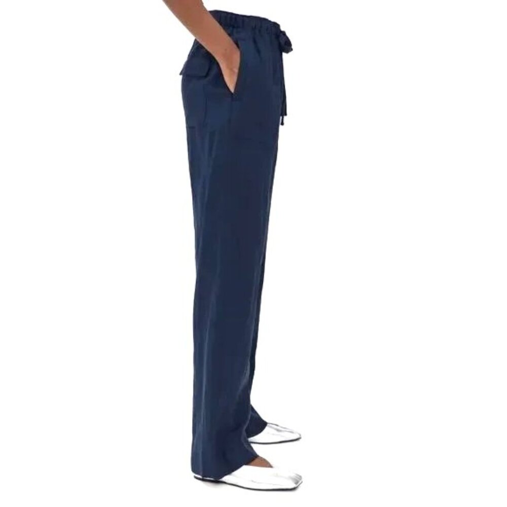 NWOT Vince High Rise Wide Leg Blue Elastic Waist Drawstring Utility Pant Size XL - Picture 3 of 11